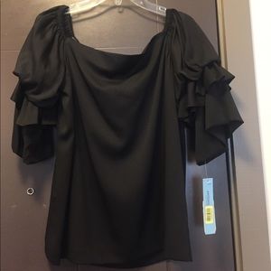 Antonio Melani Black Carter Ruffle Blouse Small